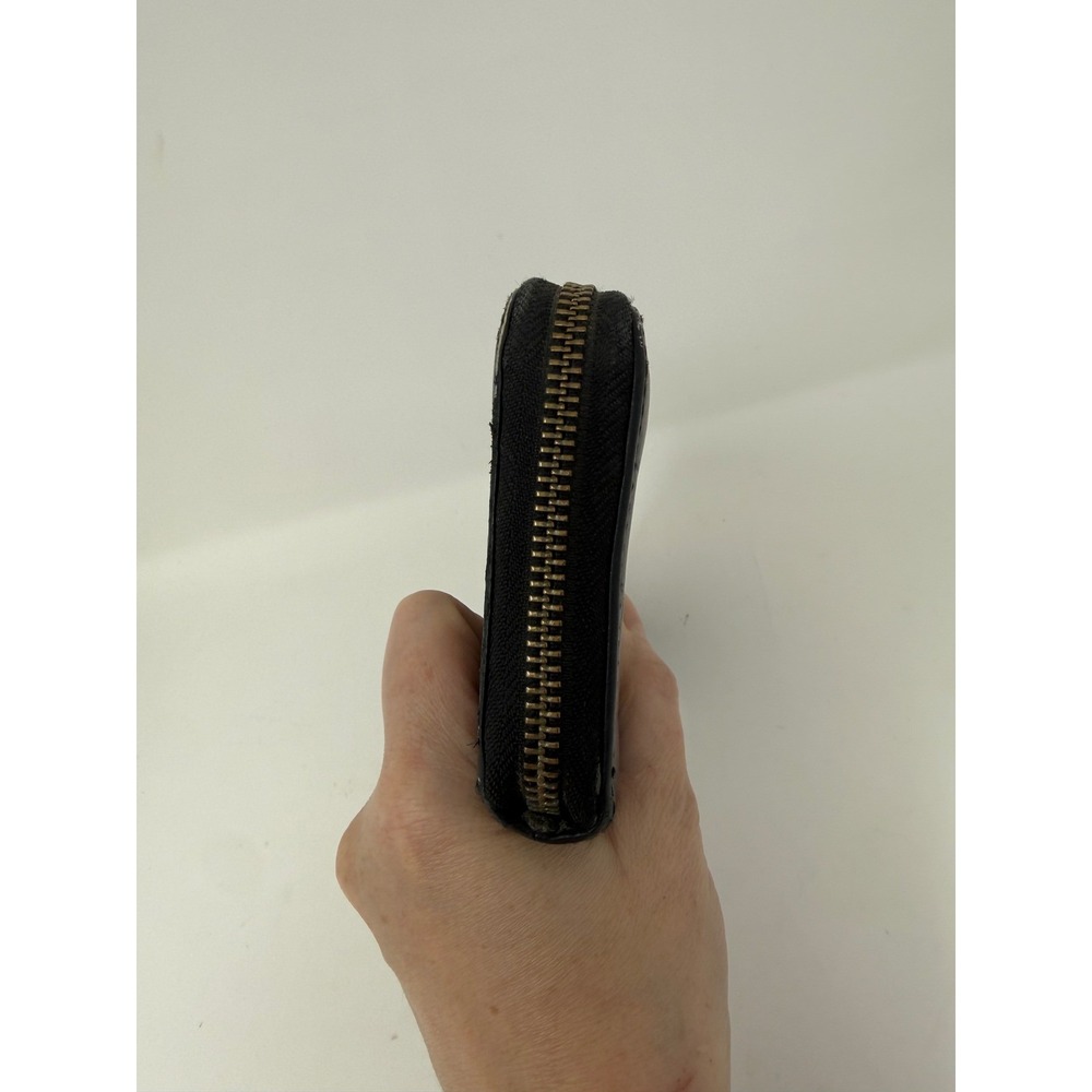 COACH Crocodile Embossed Leather Accordion Black Wallet 8‎ inches - Picture 4 of 16